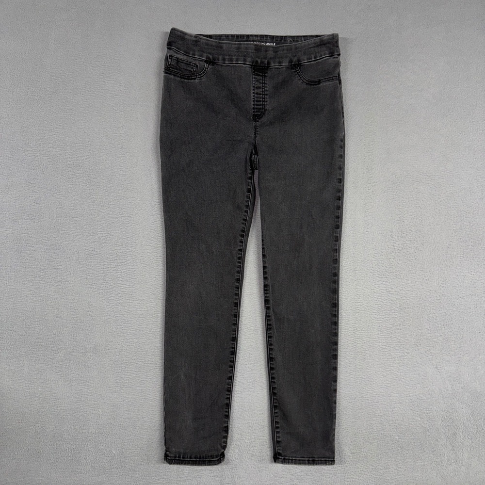 Chicos Jeans Womens 1 / 8 Black Faded Pull On Jegging Ankle Denim Stretch Slim